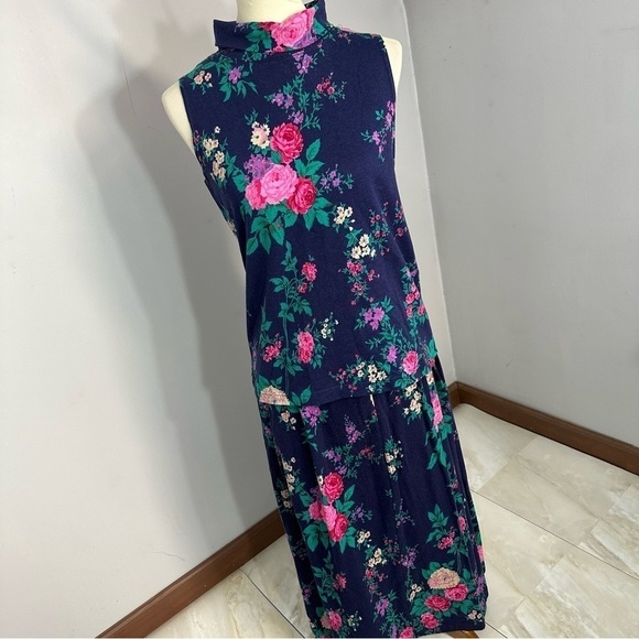 Vintage Floral Co-ord Jos A Bank Romantic Maxi Skirt Set Renaissance Cottagecore - Picture 12 of 16